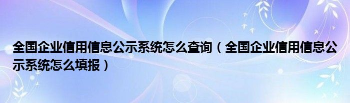 全国企业信用信息公示系统怎么查询(全国企业信用信息公示系统怎么填报)