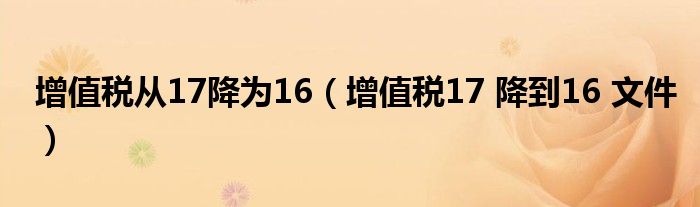 增值税从17降为16(增值税17 降到16 文件)