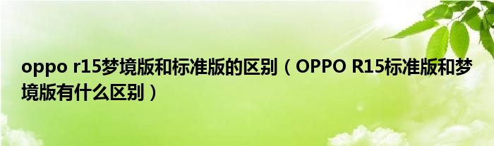 oppo r15梦境版和标准版的区别(OPPO R15标准版和梦境版有什么区别)