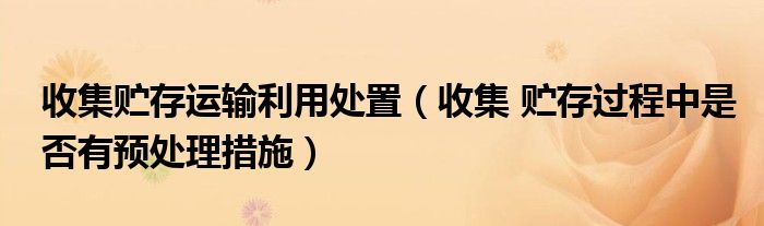 收集贮存运输利用处置(收集 贮存过程中是否有预处理措施)