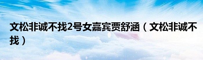文松非诚不找2号女嘉宾贾舒涵(文松非诚不找)