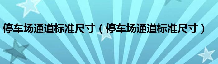 停车场通道标准尺寸(停车场通道标准尺寸)