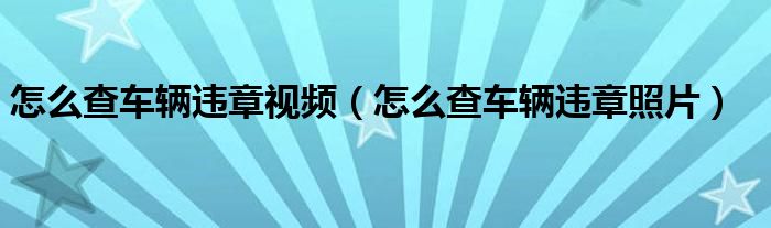 怎么查车辆违章视频(怎么查车辆违章照片)