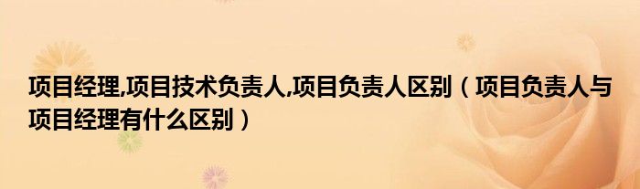 项目经理,项目技术负责人,项目负责人区别(项目负责人与项目经理有什么区别)