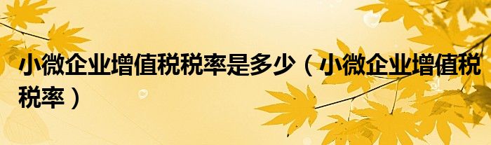 小微企业增值税税率是多少(小微企业增值税税率)
