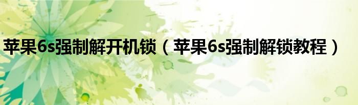 苹果6s强制解开机锁(苹果6s强制解锁教程)