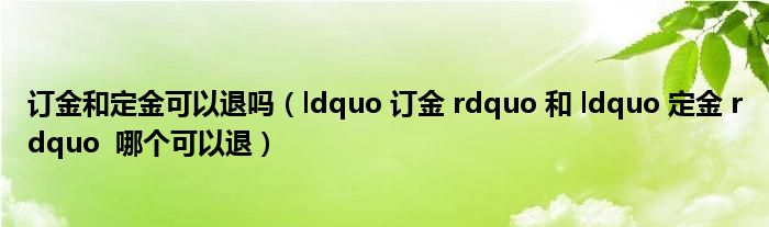 订金和定金可以退吗(ldquo 订金 rdquo 和 ldquo 定金 rdquo 哪个可以退)