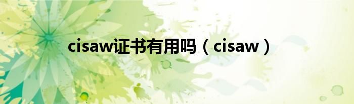 cisaw证书有用吗(cisaw)