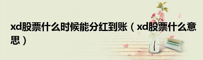 xd股票什么时候能分红到账(xd股票什么意思)