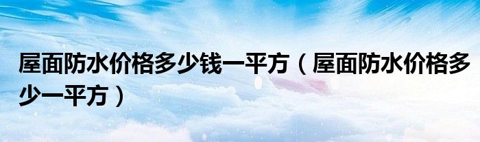 屋面防水价格多少钱一平方(屋面防水价格多少一平方)