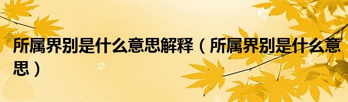 所属界别是什么意思解释(所属界别是什么意思)