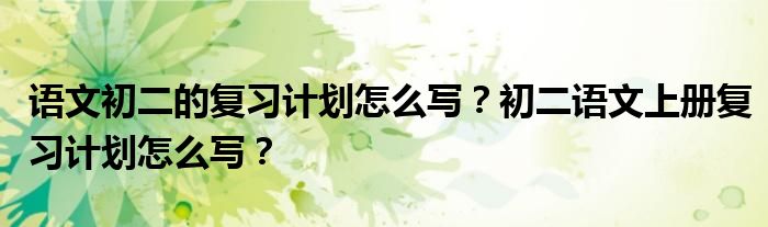语文初二的复习计划怎么写?初二语文上册复习计划怎么写?