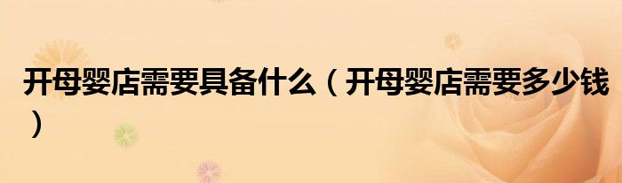 开母婴店需要具备什么(开母婴店需要多少钱)