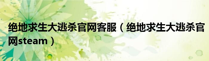 绝地求生大逃杀官网客服(绝地求生大逃杀官网steam)