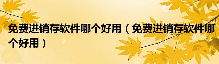 免费进销存软件哪个好用(免费进销存软件哪个好用)