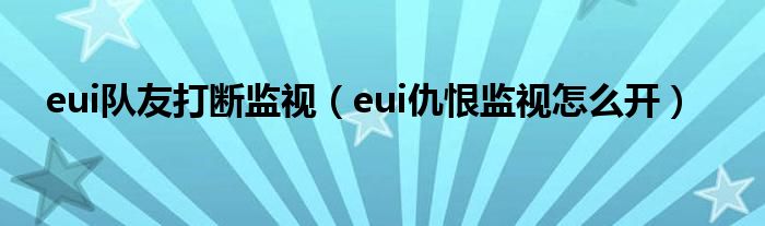 eui队友打断监视(eui仇恨监视怎么开)