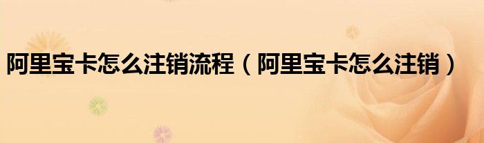 阿里宝卡怎么注销流程(阿里宝卡怎么注销)