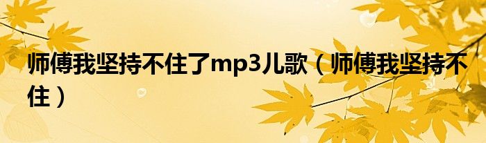 师傅我坚持不住了mp3儿歌(师傅我坚持不住)
