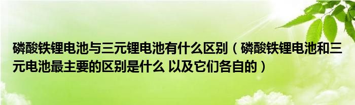 磷酸铁锂电池与三元锂电池有什么区别(磷酸铁锂电池和三元电池最主要的区别是什么 以及它们各自的)