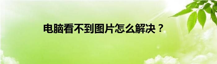 电脑看不到图片怎么解决？