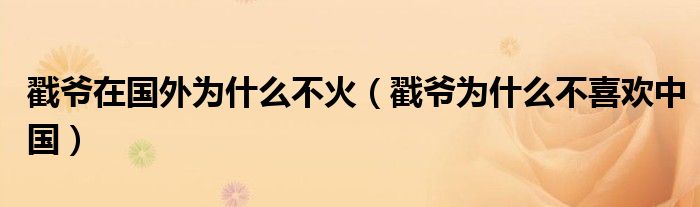 戳爷在国外为什么不火(戳爷为什么不喜欢中国)