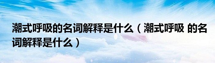 潮式呼吸的名词解释是什么(潮式呼吸 的名词解释是什么)