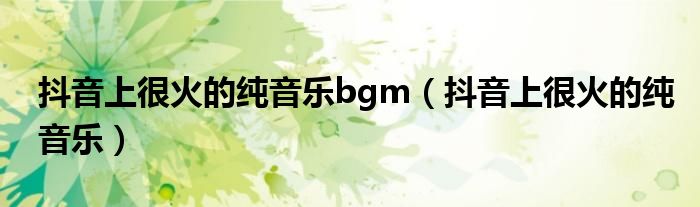 抖音上很火的纯音乐bgm(抖音上很火的纯音乐)