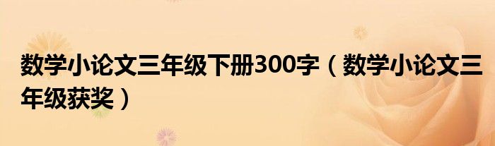 数学小论文三年级下册300字(数学小论文三年级获奖)