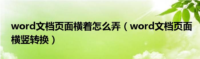 word文档页面横着怎么弄(word文档页面横竖转换)