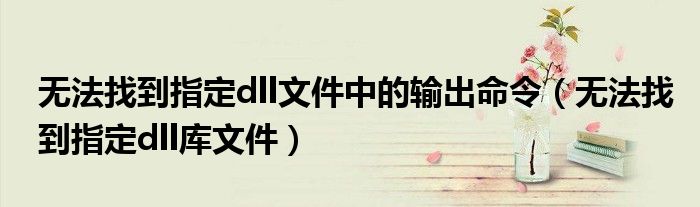 无法找到指定dll文件中的输出命令(无法找到指定dll库文件)