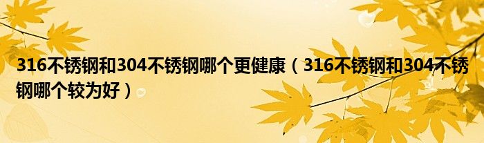 316不锈钢和304不锈钢哪个更健康(316不锈钢和304不锈钢哪个较为好)