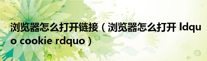 浏览器怎么打开链接(浏览器怎么打开 ldquo cookie rdquo)