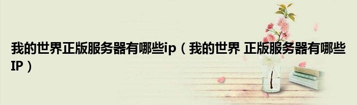 我的世界正版服务器有哪些ip(我的世界 正版服务器有哪些IP)
