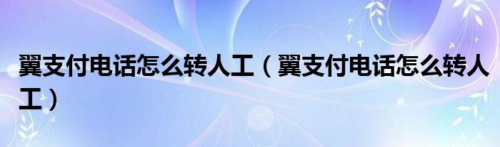 翼支付电话怎么转人工(翼支付电话怎么转人工)