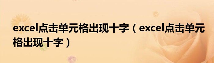 excel点击单元格出现十字(excel点击单元格出现十字)