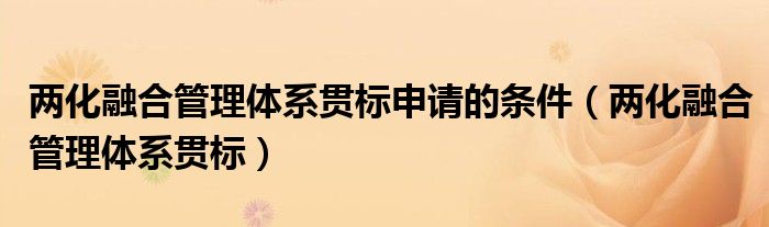 两化融合管理体系贯标申请的条件(两化融合管理体系贯标)