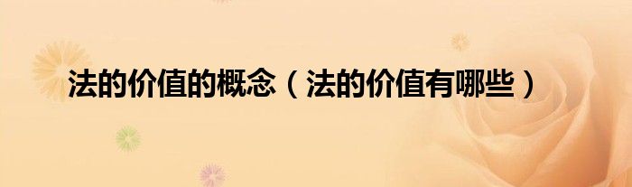 法的价值的概念(法的价值有哪些)