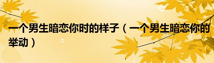 一个男生暗恋你时的样子(一个男生暗恋你的举动)