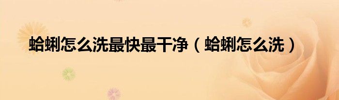 蛤蜊怎么洗最快最干净(蛤蜊怎么洗)