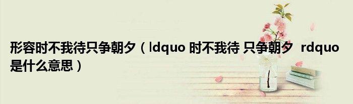 形容时不我待只争朝夕(ldquo 时不我待 只争朝夕 rdquo 是什么意思)