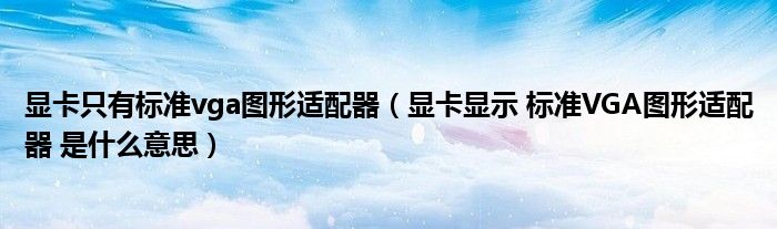 显卡只有标准vga图形适配器(显卡显示 标准VGA图形适配器 是什么意思)