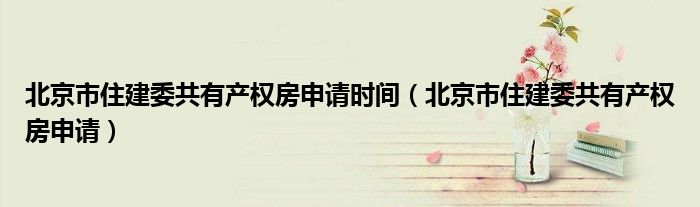 北京市住建委共有产权房申请时间(北京市住建委共有产权房申请)