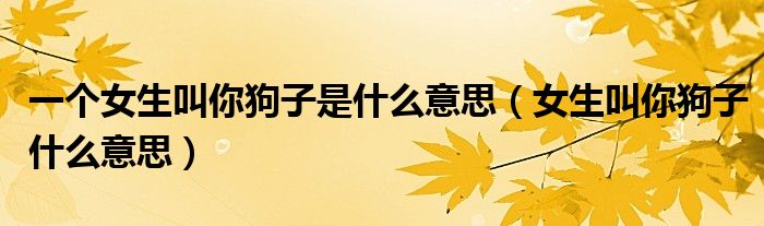 一个女生叫你狗子是什么意思(女生叫你狗子什么意思)