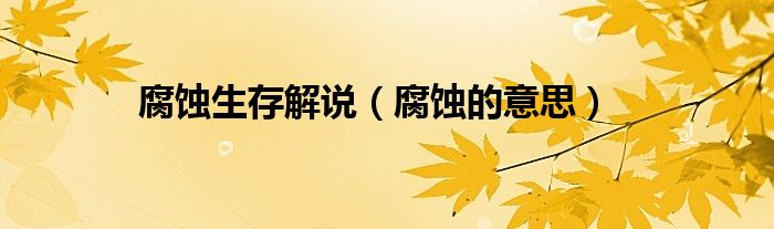 腐蚀生存解说(腐蚀的意思)