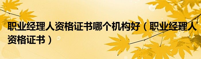 职业经理人资格证书哪个机构好(职业经理人资格证书)