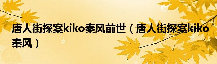 唐人街探案kiko秦风前世(唐人街探案kiko秦风)
