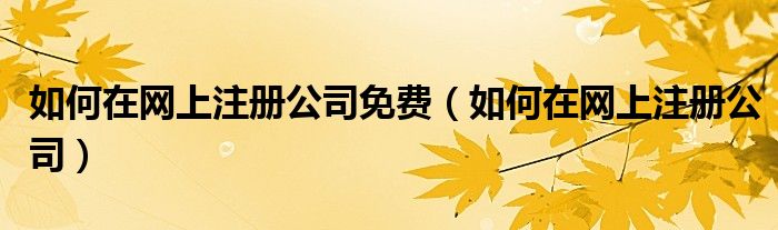 如何在网上注册公司免费(如何在网上注册公司)