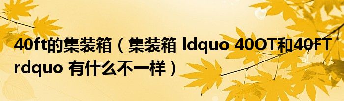 40ft的集装箱(集装箱 ldquo 40OT和40FT rdquo 有什么不一样)