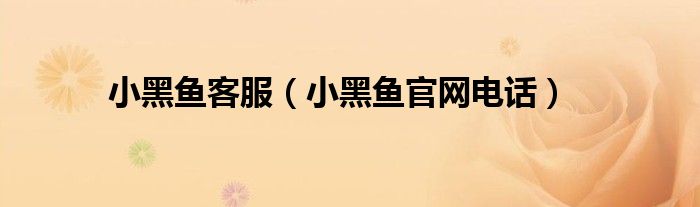 小黑鱼客服(小黑鱼官网电话)