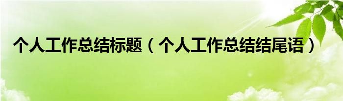 个人工作总结标题(个人工作总结结尾语)